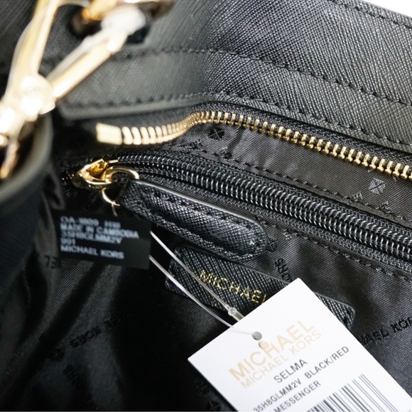 MICHAEL KORS MEDIUM SELMA 🌹 ROSE PRINT BLACK LOGO MESSENGER CROSSBODY BAG NWT - Picture 5 of 13